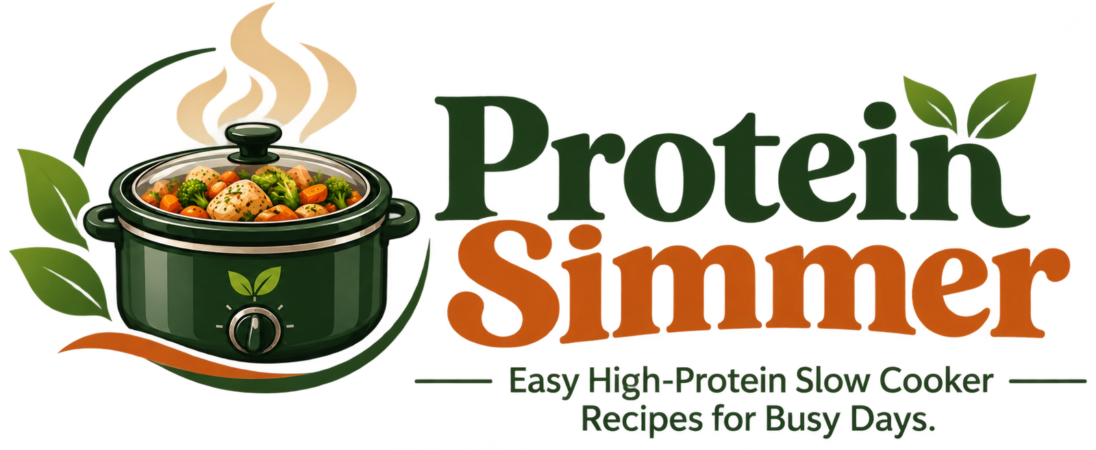 Protein Simmer logo – Easy High-Protein Slow Cooker Recipes for Busy Days.